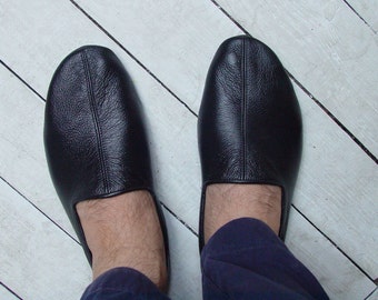 Black Babouche (Dervish shoes) Leather Slipper