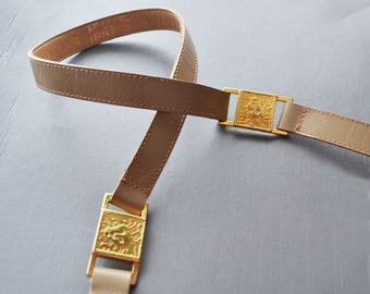 Vintage Anne Klein Leather Belt Lion Head logo