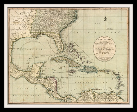 caribbean nautical chart historic map print 1783 west indies american nautical charts