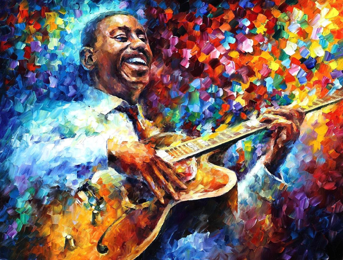 George Benson Palette Knife Musician Guitarist Portrait Oil