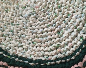 Pink, green, and white Rag Rug