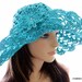 Crochet PATTERN Turquoise Summer Hat With Flower, Floppy Hat, Wide Brim Sun Hat Women, Instant Download PDF Pattern No.166, Lyubava Crochet
