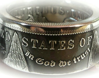 Morgan Silver Dollar Coin Ring. The "GAMBLERS RING" Heads Or Tails showing. Sizes 7 through 15.