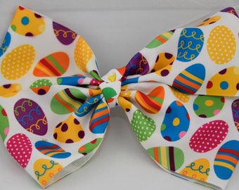 Easter Print Hair Bow 7in / 18cm