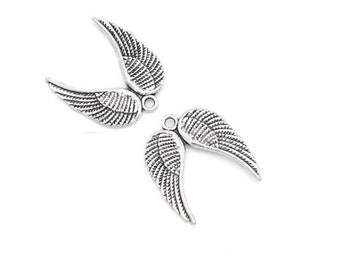 Lot of 6 pieces double angel wing Silver (B79)