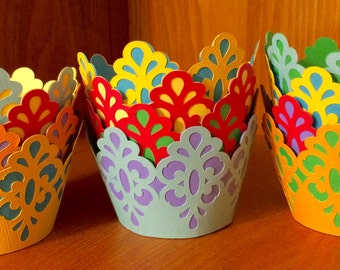 Colorful Scroll Cupcake Wrappers