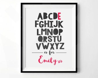 Personalized Alphabet Print | Girls Nursery Print, Girls room print | Personalized ABC Print | Digital Download