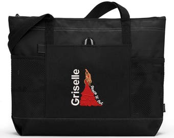 Dancer / Salsa Personalized Zippered Tote Bag with Mesh Pockets, Beach Bag, Boating