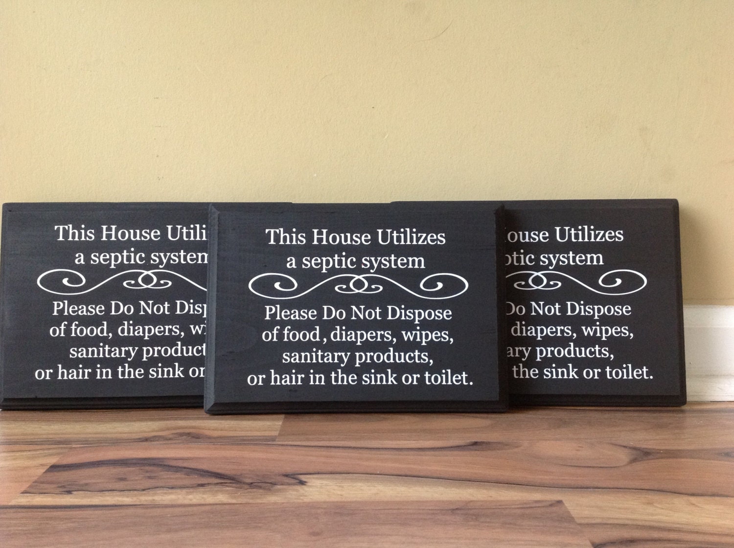Septic System Rules Wooden Sign Set Of 3 Do Not Flush Sign