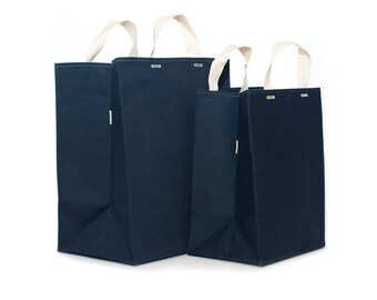 SET of Two Market Bags // Waxed Canvas Bags // Reusable Grocery Bags // Brown Bag