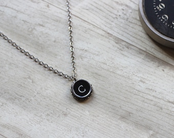 Initial C Necklace, Vintage Typewriter Key, Writer Gift