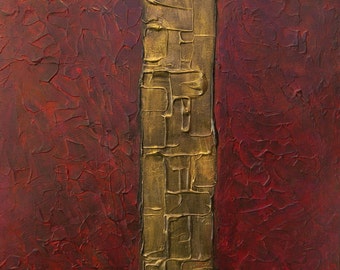 Large Abstract Acrylic Painting Textured Painting Red Painting Gold Painting Modern Art Contemporary Art