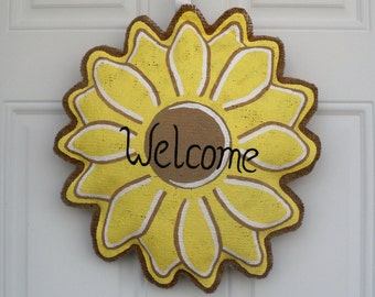 Burlap Yellow Sunflower Decorative Door Hanger