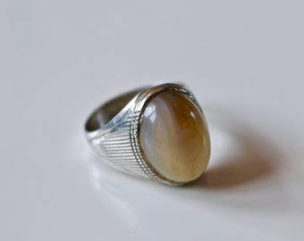 Vintage Sterling Silver Ring with Rutilated Quartz Cabochon