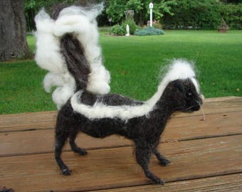 Needle Felted Skunk, Felted Skunk, Wool Skunk, Needle Felted Wool Skunk, Skunk, Soft Sculpture, Felted Animal, Animal