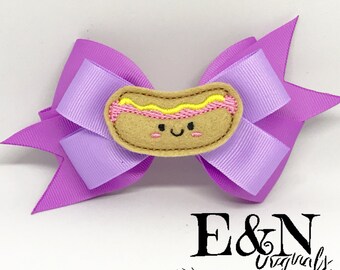 Hotdog hair bow - hotdog bow - hotdog accessories - hotdog gifts - hotdog - hotdog hair accessories - hotdog hair clip