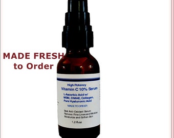 High Efficiency Vitamin C 10-25% with MSM, DMAE, Collagen, and Hyaluronic Acid Serum 1.2 oz