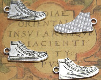 15pcs Running Shoe charms silver tone sports Shoes charm pendants, Sneakers 28x14mm ASD1482