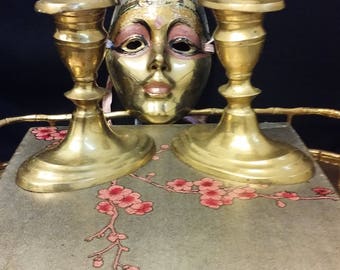 Pair of Mystical Brass Candlestick Holders