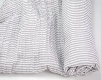 Muslin Swaddle Blanket in Grey Stripe - made from 100% cotton double gauze - 45" square