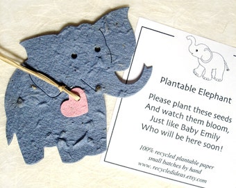 Elephant Baby Shower Favors - Plantable Seed Paper Elephants - Kids Birthday Party Favors - with Flower Seeds