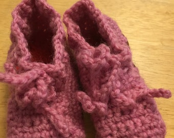 Pink Wool and Sheepskin Booties