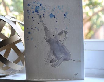 Beautiful Watercolor made by 8 year-old artist: Happy Elephant