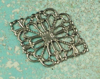 12 Antique Silver Brass Filigree Jewelry Findings 387