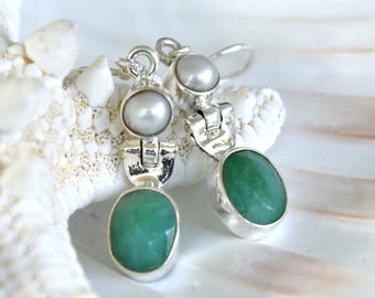 Green Emerald Quartz Earrings