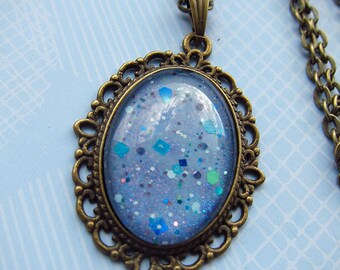 Blue Glitter Sea/Sky Necklace