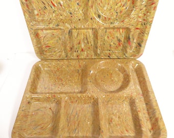 Vintage Texas Ware Confetti Lunch Trays - Texas Ware Cafeteria Trays - 2 School Cafeteria Trays
