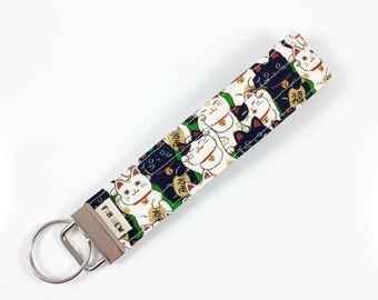 Lucky Cats Key Fob For Mew Cat Lover Key Chain, Gift For Cat Lover