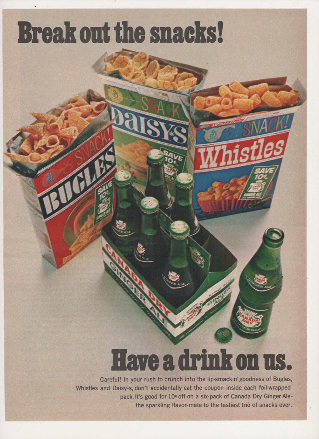 1967 Advertisement Bugles Daisies Whistles Snacks and Canada