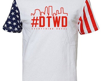 DTWD American Flag, stars and stripes tee for men and women
