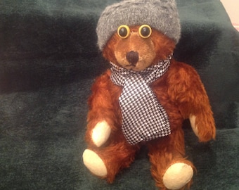 Vintage reddish brown mohair teddy bear