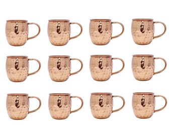 Hammered & Plain Copper Moscow Mule Mug Capacity 16 Oz with Copper Handle Beautiful Copper Handel Mug