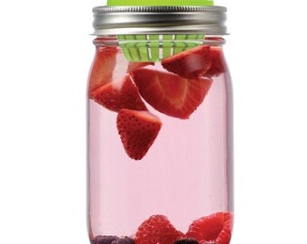 Fruit Infusion Lid for Regular Mouth Mason Jars | Turn Mason jar into fruit infused water bottle | Drinking Lid | Infuser
