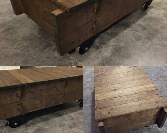 Rustic Handcrafted Cart Coffee Table - Rustic Stain