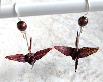Origami crane earrings