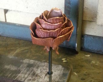 Hand Forged Copper Rose