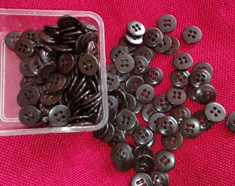 set of 12 14 mm dark brown buttons