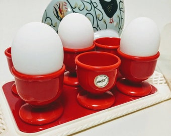 Easter Egg Cups | Vintage Egg Holders, Emsa Germany Red Egg Cups, Egg Serving Cups, Easter Gift, Gift for Her, Easter Crafts