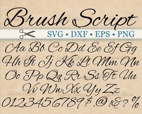 BRUSH SCRIPT Calligraphy Font Monogram Svg Dxf Eps Png