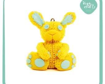 Polymer Clay Stuffed Bunny Charm – Cell Phone Charm