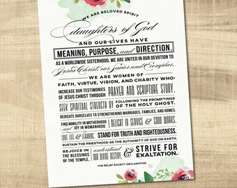 LDS Relief Society Declaration printable poster INSTANT