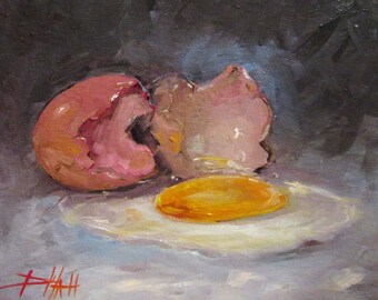 Brown Egg still life 8x10 oil painting Art by Delilah