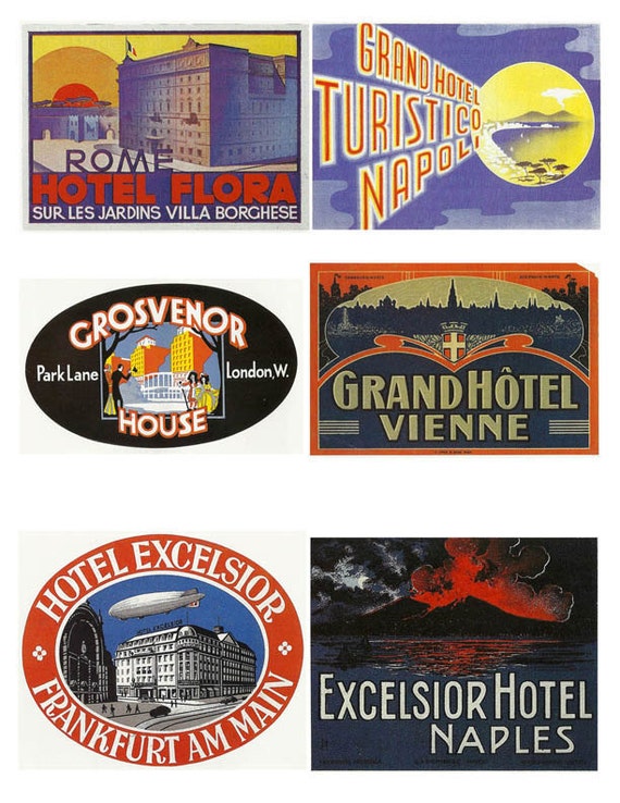 vintage luggage labels to print and use for crafting digital