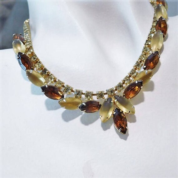 Rhinestone Necklace / Mid Century Jewelry