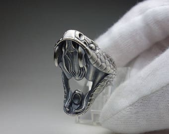 Viper ring - snake jewelry - silver 925