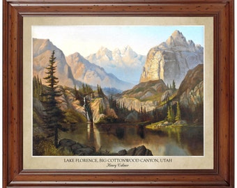 Lake Florence, Big Cottonwood Canyon, Utah by Henry Culmer (1887); 16x20 print displaying the artist's name and title of painting